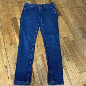 Red Blue Women Skinny Jeans 5/6 31x29 Blue Dark Wash Stretch Low Rise Denim